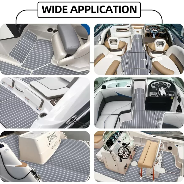 FOCEAN Boat Flooring EVA Foam Boat Decking Faux Teak Marine Flooring Boat Mat Boat Carpet Sheet for Motorboat RV Yacht Kayak Surfboard 945quotx 472quot354quot236quot157quotGrey With White Seam Lines