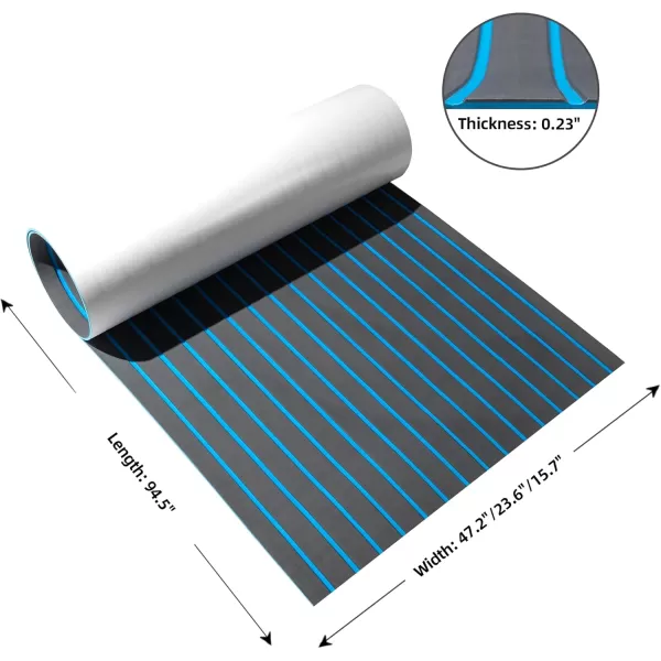 FOCEAN Boat Flooring EVA Foam Boat Decking Faux Teak Marine Flooring Boat Mat Boat Carpet Sheet for Motorboat RV Yacht Kayak Surfboard 945quotx 472quot354quot236quot157quotDark Grey With Blue Lines