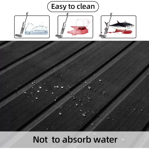 FOCEAN Boat Flooring EVA Foam Boat Decking Faux Teak Marine Flooring Boat Mat Boat Carpet Sheet for Motorboat RV Yacht Kayak Surfboard 945quotx 472quot354quot236quot157quotBlack With Dark Grey Lines