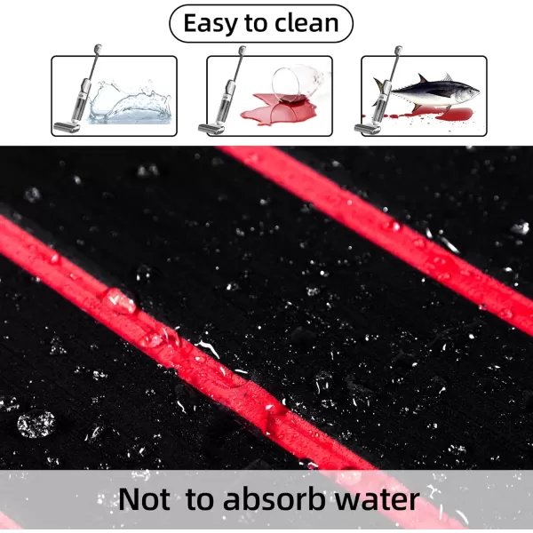 FOCEAN Boat Flooring EVA Foam Boat Decking Faux Teak Marine Flooring Boat Mat Boat Carpet Sheet for Motorboat RV Yacht Kayak Surfboard 945quotx 472quot354quot236quot157quotBlack With Red Seam Lines