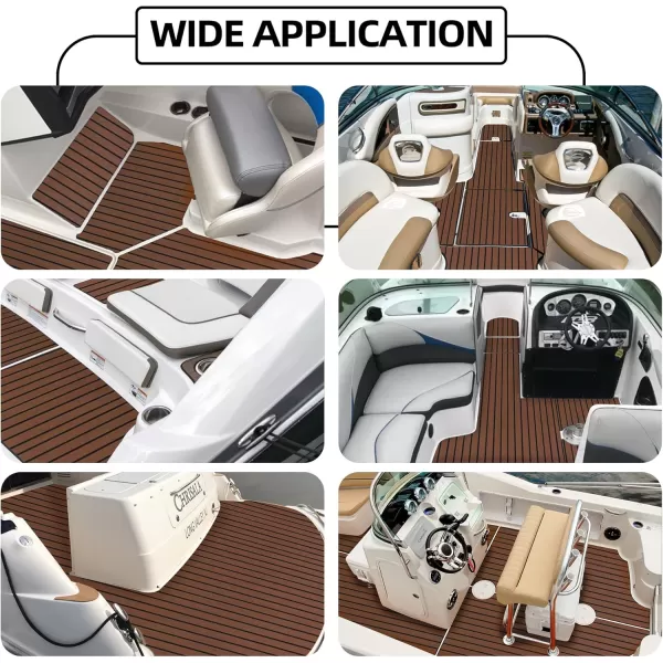 FOCEAN Boat Flooring EVA Foam Boat Decking Faux Teak Marine Flooring Boat Mat Boat Carpet Sheet for Motorboat RV Yacht Kayak Surfboard 945quotx 472quot354quot236quot157quotDark Brown With Black Seam Lines