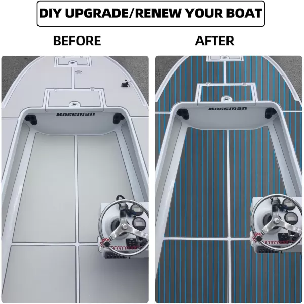 FOCEAN Boat Flooring EVA Foam Boat Decking Faux Teak Marine Flooring Boat Mat Boat Carpet Sheet for Motorboat RV Yacht Kayak Surfboard 945quotx 472quot354quot236quot157quotDark Grey With Blue Lines