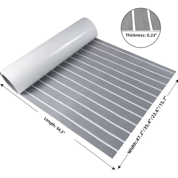 FOCEAN Boat Flooring EVA Foam Boat Decking Faux Teak Marine Flooring Boat Mat Boat Carpet Sheet for Motorboat RV Yacht Kayak Surfboard 945quotx 472quot354quot236quot157quotGrey With White Seam Lines