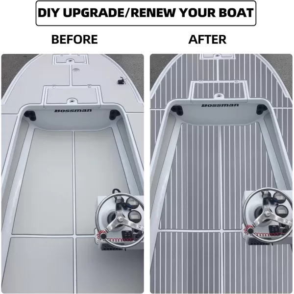 FOCEAN Boat Flooring EVA Foam Boat Decking Faux Teak Marine Flooring Boat Mat Boat Carpet Sheet for Motorboat RV Yacht Kayak Surfboard 945quotx 472quot354quot236quot157quotGrey With White Seam Lines