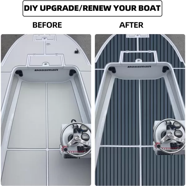 FOCEAN Boat Flooring EVA Foam Boat Decking Faux Teak Marine Flooring Boat Mat Boat Carpet Sheet for Motorboat RV Yacht Kayak Surfboard 945quotx 472quot354quot236quot157quotDark Grey With Black Seam Lines