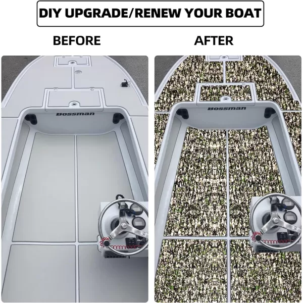 FOCEAN Boat Flooring EVA Foam Boat Decking Faux Teak Marine Flooring Boat Mat Boat Carpet Sheet for Motorboat RV Yacht Kayak Surfboard 945quotx 472quot354quot236quot157quotCamo Grass