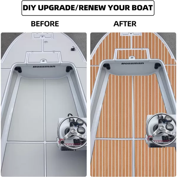 FOCEAN Boat Flooring EVA Foam Boat Decking Faux Teak Marine Flooring Boat Mat Boat Carpet Sheet for Motorboat RV Yacht Kayak Surfboard 945quotx 472quot354quot236quot157quotBrown With White Seam Lines