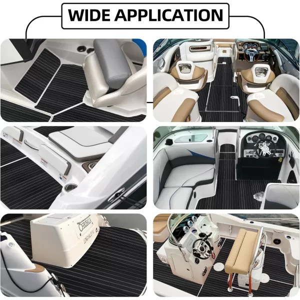 FOCEAN Boat Flooring EVA Foam Boat Decking Faux Teak Marine Flooring Boat Mat Boat Carpet Sheet for Motorboat RV Yacht Kayak Surfboard 945quotx 472quot354quot236quot157quotBlack With Dark Grey Lines
