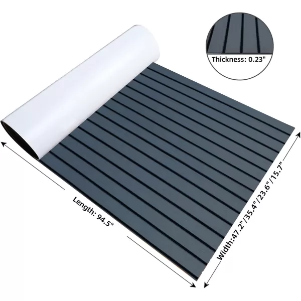 FOCEAN Boat Flooring EVA Foam Boat Decking Faux Teak Marine Flooring Boat Mat Boat Carpet Sheet for Motorboat RV Yacht Kayak Surfboard 945quotx 472quot354quot236quot157quotDark Grey With Black Seam Lines