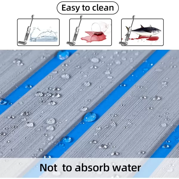 FOCEAN Boat Flooring EVA Foam Boat Decking Faux Teak Marine Flooring Boat Mat Boat Carpet Sheet for Motorboat RV Yacht Kayak Surfboard 945quotx 472quot354quot236quot157quotGrey With Blue Seam Lines