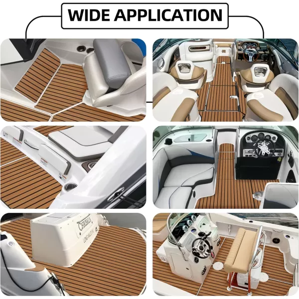 FOCEAN Boat Flooring EVA Foam Boat Decking Faux Teak Marine Flooring Boat Mat Boat Carpet Sheet for Motorboat RV Yacht Kayak Surfboard 945quotx 472quot354quot236quot157quotBrown With Black Seam Lines