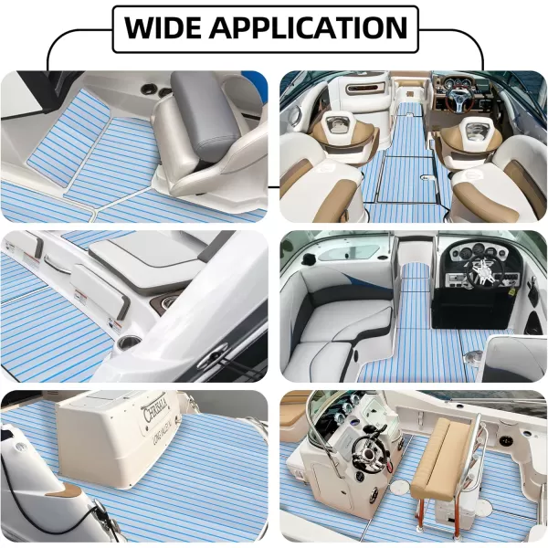 FOCEAN Boat Flooring EVA Foam Boat Decking Faux Teak Marine Flooring Boat Mat Boat Carpet Sheet for Motorboat RV Yacht Kayak Surfboard 945quotx 472quot354quot236quot157quotGrey With Blue Seam Lines