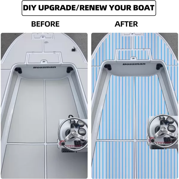 FOCEAN Boat Flooring EVA Foam Boat Decking Faux Teak Marine Flooring Boat Mat Boat Carpet Sheet for Motorboat RV Yacht Kayak Surfboard 945quotx 472quot354quot236quot157quotGrey With Blue Seam Lines