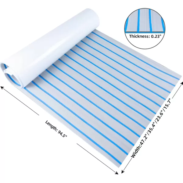 FOCEAN Boat Flooring EVA Foam Boat Decking Faux Teak Marine Flooring Boat Mat Boat Carpet Sheet for Motorboat RV Yacht Kayak Surfboard 945quotx 472quot354quot236quot157quotGrey With Blue Seam Lines