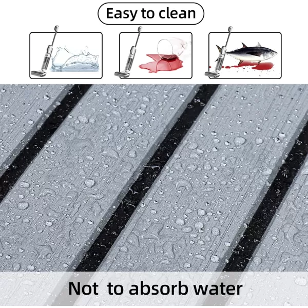 FOCEAN Boat Flooring EVA Foam Boat Decking Faux Teak Marine Flooring Boat Mat Boat Carpet Sheet for Motorboat RV Yacht Kayak Surfboard 945quotx 472quot354quot236quot157quotGrey With Black Seam Lines