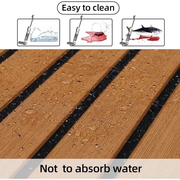 FOCEAN Boat Flooring EVA Foam Boat Decking Faux Teak Marine Flooring Boat Mat Boat Carpet Sheet for Motorboat RV Yacht Kayak Surfboard 945quotx 472quot354quot236quot157quotBrown With Black Seam Lines