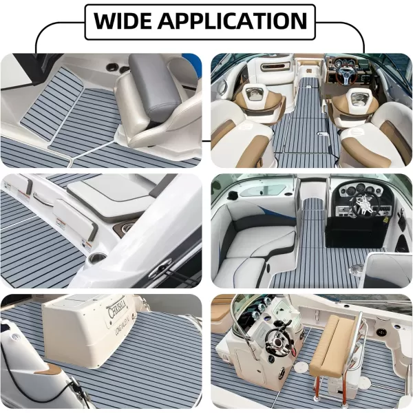 FOCEAN Boat Flooring EVA Foam Boat Decking Faux Teak Marine Flooring Boat Mat Boat Carpet Sheet for Motorboat RV Yacht Kayak Surfboard 945quotx 472quot354quot236quot157quotGrey With Black Seam Lines