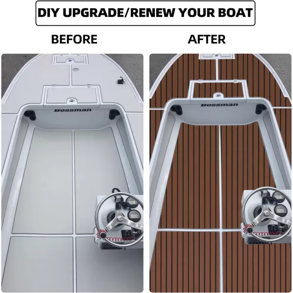 FOCEAN Boat Flooring EVA Foam Boat Decking Faux Teak Marine Flooring Boat Mat Boat Carpet Sheet for Motorboat RV Yacht Kayak Surfboard 945quotx 472quot354quot236quot157quotDark Brown With Black Seam Lines
