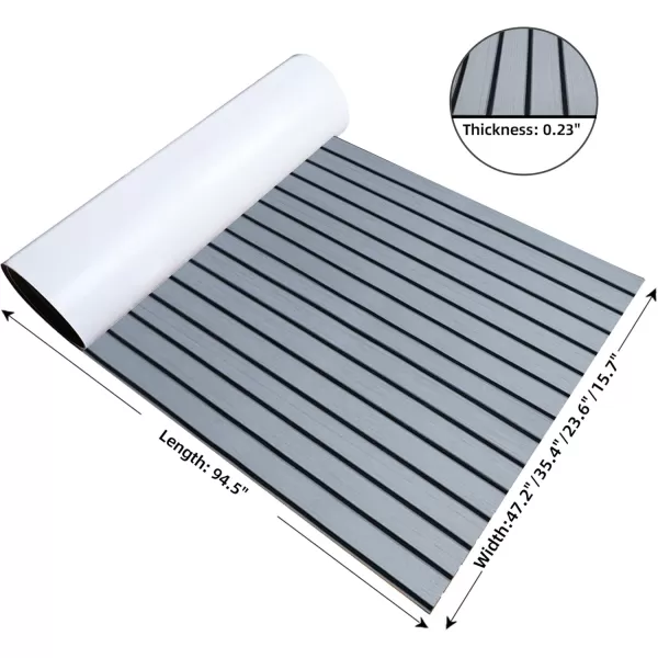 FOCEAN Boat Flooring EVA Foam Boat Decking Faux Teak Marine Flooring Boat Mat Boat Carpet Sheet for Motorboat RV Yacht Kayak Surfboard 945quotx 472quot354quot236quot157quotGrey With Black Seam Lines