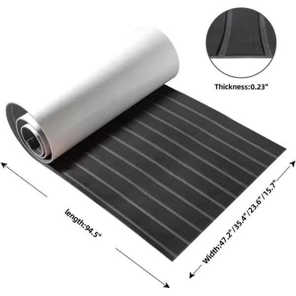 FOCEAN Boat Flooring EVA Foam Boat Decking Faux Teak Marine Flooring Boat Mat Boat Carpet Sheet for Motorboat RV Yacht Kayak Surfboard 945quotx 472quot354quot236quot157quotBlack With Dark Grey Lines