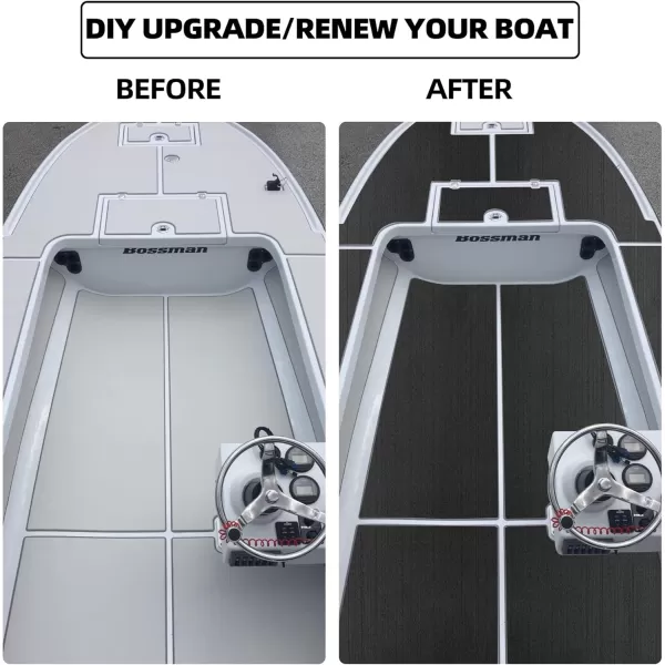 FOCEAN Boat Flooring EVA Foam Boat Decking Marine Flooring Brushed Texture Marine Mats for Boats Yacht Kayak RV 945quot x472quot 236quot157quotDark GreyBlack Back