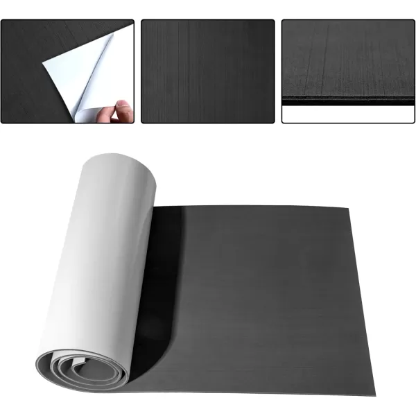 FOCEAN Boat Flooring EVA Foam Boat Decking Marine Flooring Brushed Texture Marine Mats for Boats Yacht Kayak RV 945quot x472quot 236quot157quotDark GreyBlack Back