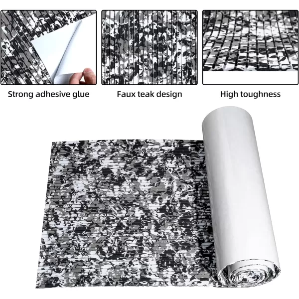 FOCEAN Boat Flooring EVA Foam Boat Decking Marine Flooring Camo Brushed NonSlip SelfAdhesive Marine Mats for Boats Yacht Kayak RV Swimming Pool 945quot x472quot 236quot157quotSnow Camo