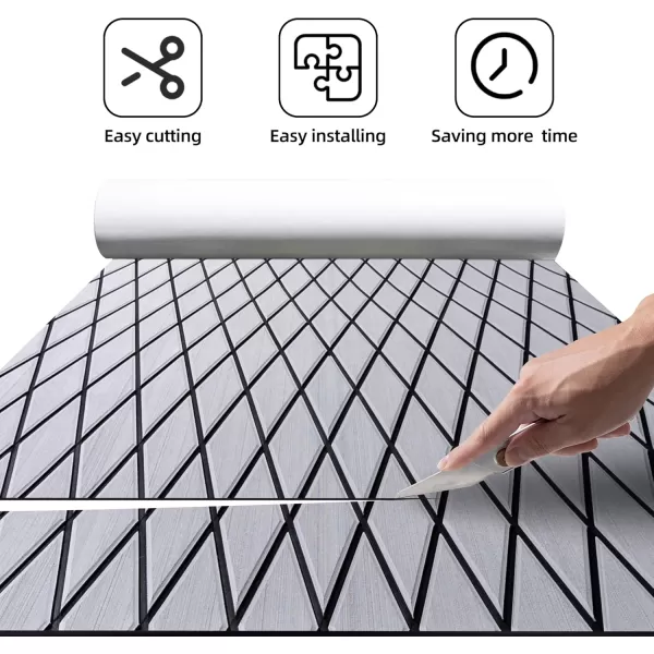 FOCEAN Boat Flooring EVA Foam Boat Decking Marine Mat NonSlip SelfAdhesive Flooring Sheet for Motorboat Kayak Surfboard Garden Flooring Swimming Pools 945x 157 Dark Brown with Black LinesGrey With Black Seam Lines