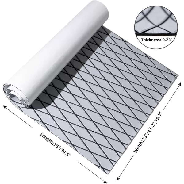 FOCEAN Boat Flooring EVA Foam Boat Decking Marine Mat NonSlip SelfAdhesive Flooring Sheet for Motorboat Kayak Surfboard Garden Flooring Swimming Pools 945x 157 Dark Brown with Black LinesGrey With Black Seam Lines