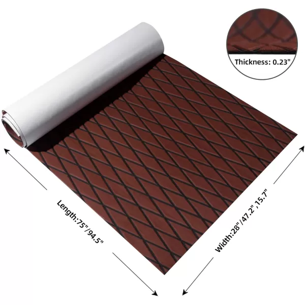 FOCEAN Boat Flooring EVA Foam Boat Decking Marine Mat NonSlip SelfAdhesive Flooring Sheet for Motorboat Kayak Surfboard Garden Flooring Swimming Pools 945x 157 Dark Brown with Black LinesDark Brown With Black Lines