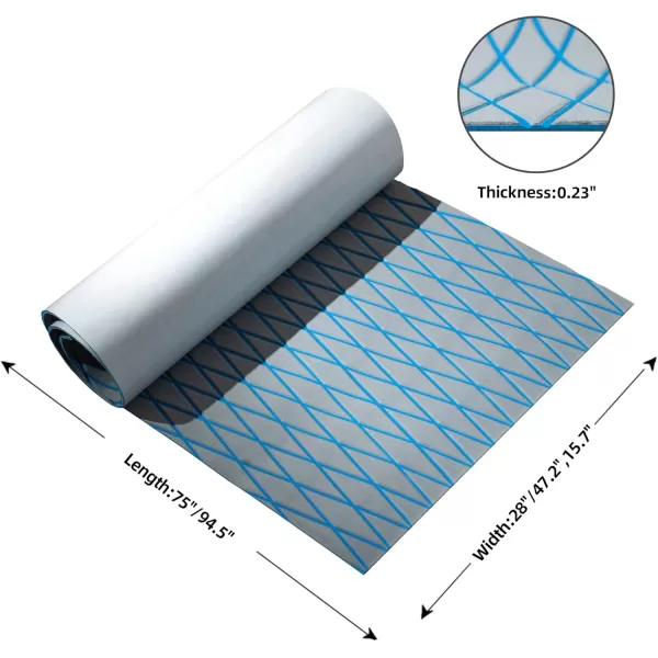 FOCEAN Boat Flooring EVA Foam Boat Decking Marine Mat NonSlip SelfAdhesive Flooring Sheet for Motorboat Kayak Surfboard Garden Flooring Swimming Pools 945x 157 Dark Brown with Black LinesGrey With Blue Lines