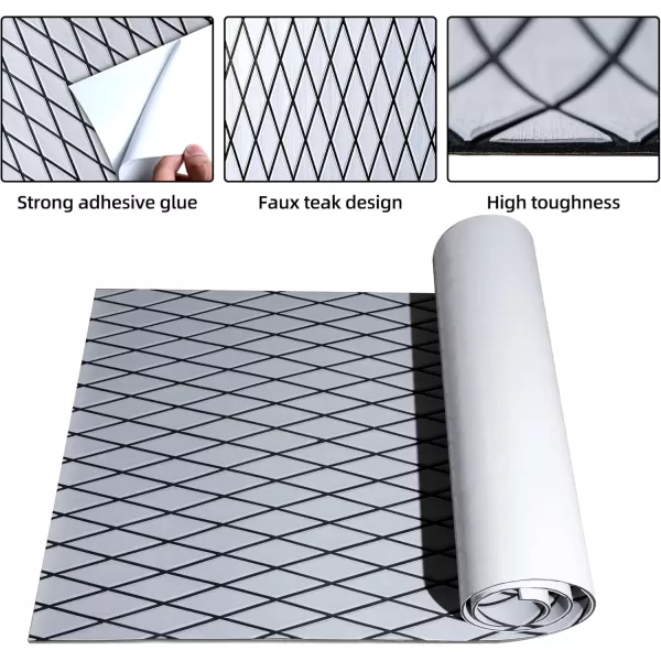 FOCEAN Boat Flooring EVA Foam Boat Decking Marine Mat NonSlip SelfAdhesive Flooring Sheet for Motorboat Kayak Surfboard Garden Flooring Swimming Pools 945x 157 Dark Brown with Black LinesGrey With Black Seam Lines