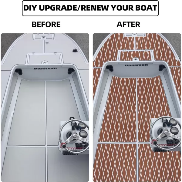 FOCEAN Boat Flooring EVA Foam Boat Decking Marine Mat NonSlip SelfAdhesive Flooring Sheet for Motorboat Kayak Surfboard Garden Flooring Swimming Pools 945x 157 Dark Brown with Black LinesBrown With White Lines