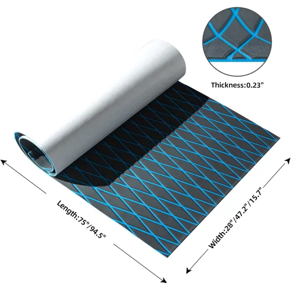 FOCEAN Boat Flooring EVA Foam Boat Decking Marine Mat NonSlip SelfAdhesive Flooring Sheet for Motorboat Kayak Surfboard Garden Flooring Swimming Pools 945x 157 Dark Brown with Black LinesDark Grey With Blue Lines