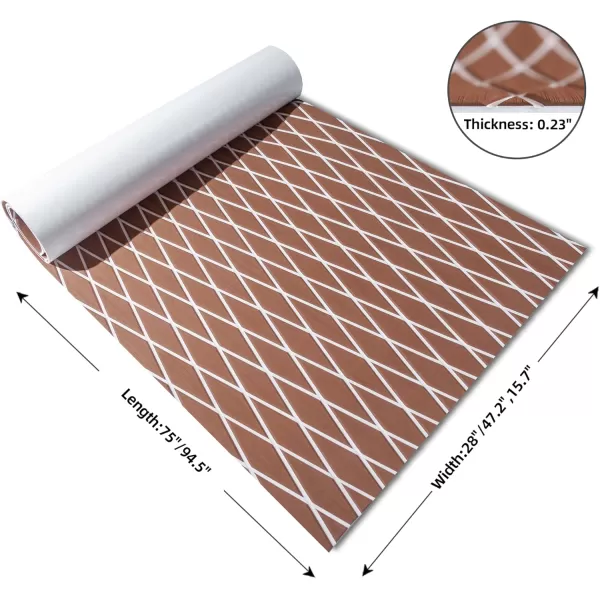 FOCEAN Boat Flooring EVA Foam Boat Decking Marine Mat NonSlip SelfAdhesive Flooring Sheet for Motorboat Kayak Surfboard Garden Flooring Swimming Pools 945x 157 Dark Brown with Black LinesBrown With White Lines