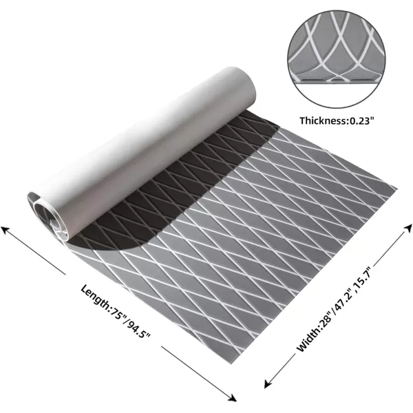 FOCEAN Boat Flooring EVA Foam Boat Decking Marine Mat NonSlip SelfAdhesive Flooring Sheet for Motorboat Kayak Surfboard Garden Flooring Swimming Pools 945x 157 Dark Brown with Black LinesGrey With White Lines