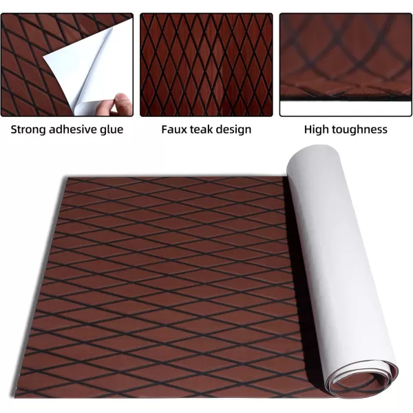 FOCEAN Boat Flooring EVA Foam Boat Decking Marine Mat NonSlip SelfAdhesive Flooring Sheet for Motorboat Kayak Surfboard Garden Flooring Swimming Pools 945x 157 Dark Brown with Black LinesDark Brown With Black Lines