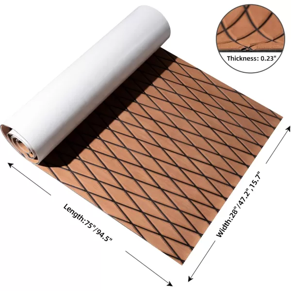 FOCEAN Boat Flooring EVA Foam Boat Decking Marine Mat NonSlip SelfAdhesive Flooring Sheet for Motorboat Kayak Surfboard Garden Flooring Swimming Pools 945x 157 Dark Brown with Black LinesBrown With Black Seam Lines