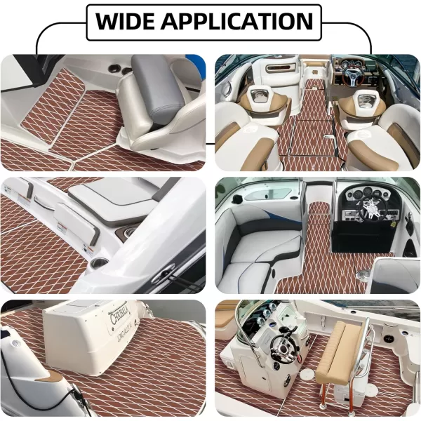 FOCEAN Boat Flooring EVA Foam Boat Decking Marine Mat NonSlip SelfAdhesive Flooring Sheet for Motorboat Kayak Surfboard Garden Flooring Swimming Pools 945x 157 Dark Brown with Black LinesBrown With White Lines