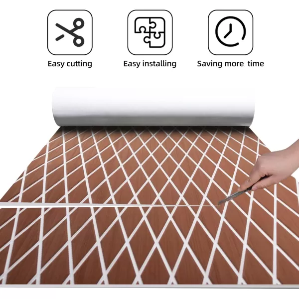 FOCEAN Boat Flooring EVA Foam Boat Decking Marine Mat NonSlip SelfAdhesive Flooring Sheet for Motorboat Kayak Surfboard Garden Flooring Swimming Pools 945x 157 Dark Brown with Black LinesBrown With White Lines
