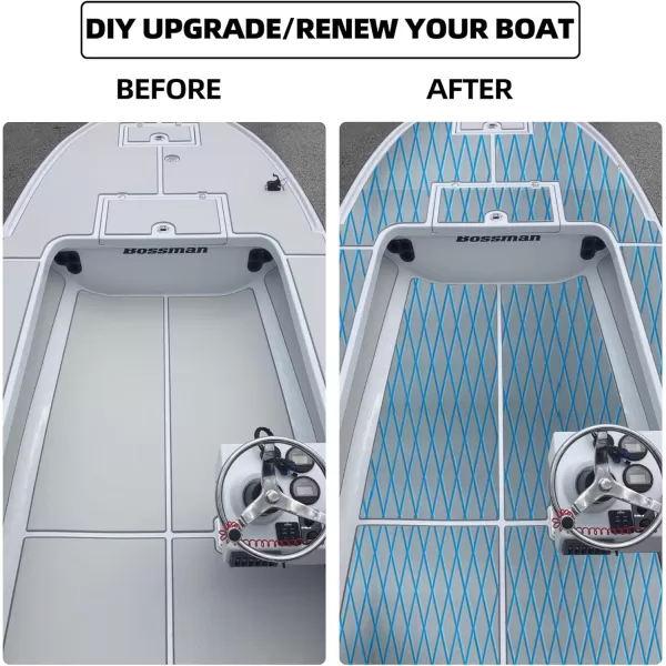 FOCEAN Boat Flooring EVA Foam Boat Decking Marine Mat NonSlip SelfAdhesive Flooring Sheet for Motorboat Kayak Surfboard Garden Flooring Swimming Pools 945x 157 Dark Brown with Black LinesGrey With Blue Lines