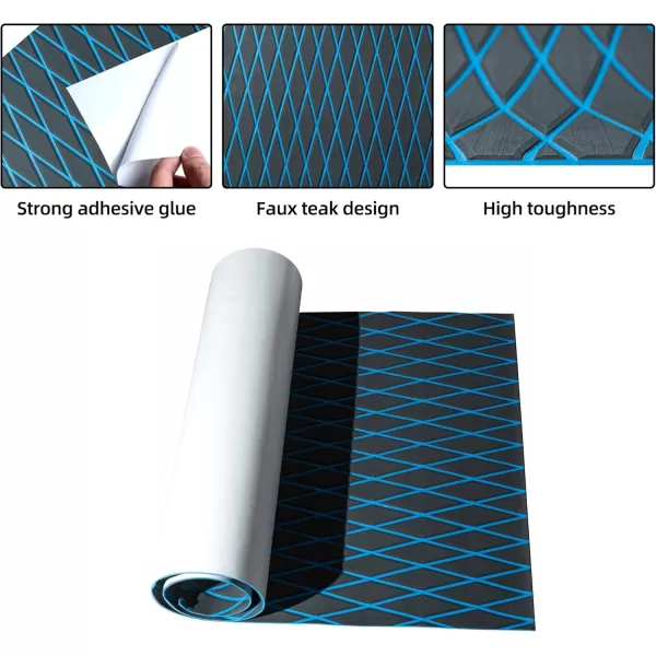 FOCEAN Boat Flooring EVA Foam Boat Decking Marine Mat NonSlip SelfAdhesive Flooring Sheet for Motorboat Kayak Surfboard Garden Flooring Swimming Pools 945x 157 Dark Brown with Black LinesDark Grey With Blue Lines