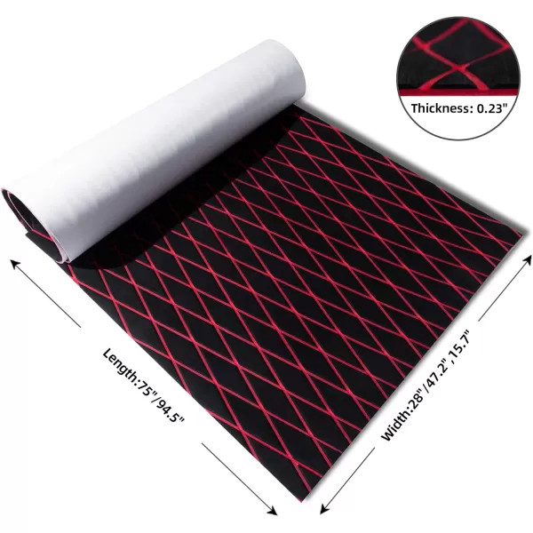 FOCEAN Boat Flooring EVA Foam Boat Decking Marine Mat NonSlip SelfAdhesive Flooring Sheet for Motorboat Kayak Surfboard Garden Flooring Swimming Pools 945x 157 Dark Brown with Black LinesBlack With Red Lines