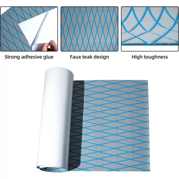 FOCEAN Boat Flooring EVA Foam Boat Decking Marine Mat NonSlip SelfAdhesive Flooring Sheet for Motorboat Kayak Surfboard Garden Flooring Swimming Pools 945x 157 Dark Brown with Black LinesGrey With Blue Lines