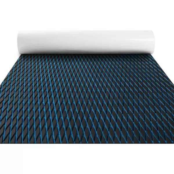 FOCEAN Boat Flooring  EVA Foam Boat Decking  Marine Flooring Marine Mats for Boats RV Yacht Kayak 945quotx 472quot236quot157quotBlack  Blue Lines