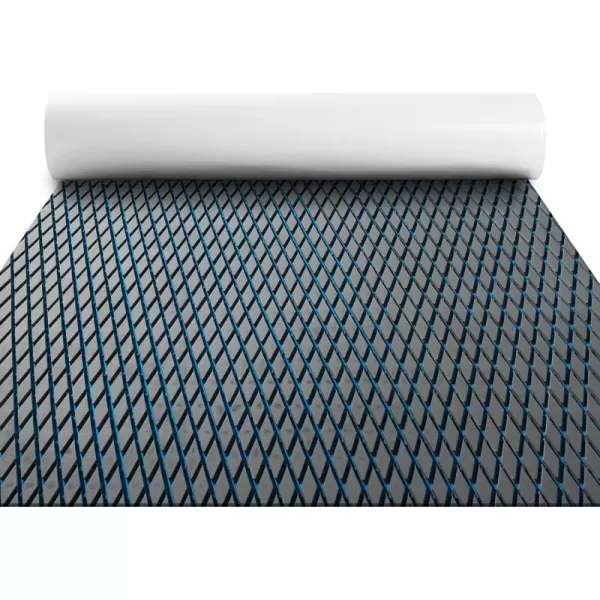 FOCEAN Boat Flooring  EVA Foam Boat Decking  Marine Flooring Marine Mats for Boats RV Yacht Kayak 945quotx 472quot236quot157quotDark Grey  Blue Lines