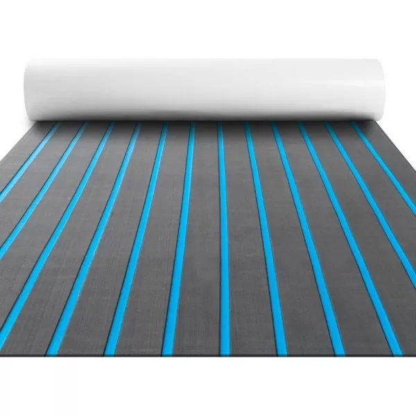 FOCEAN Boat Flooring EVA Foam Boat Decking Faux Teak Marine Flooring Boat Mat Boat Carpet Sheet for Motorboat RV Yacht Kayak Surfboard 945quotx 472quot354quot236quot157quotDark Grey With Blue Lines