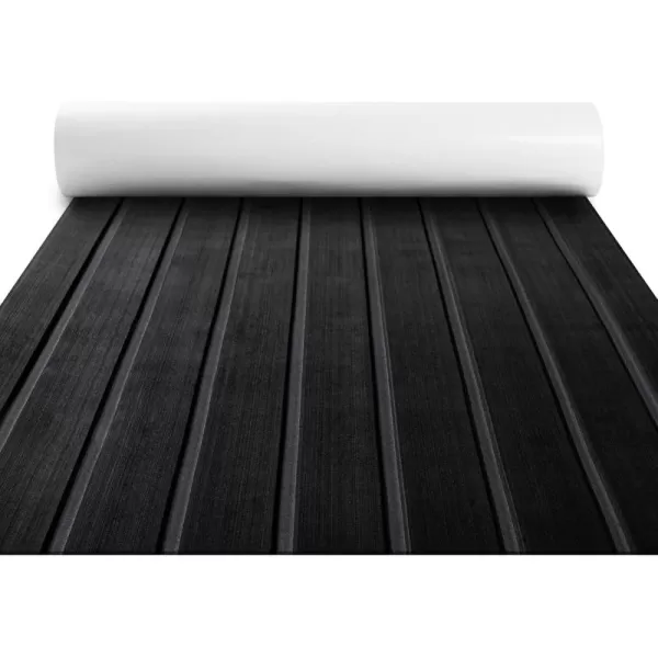 FOCEAN Boat Flooring EVA Foam Boat Decking Faux Teak Marine Flooring Boat Mat Boat Carpet Sheet for Motorboat RV Yacht Kayak Surfboard 945quotx 472quot354quot236quot157quotBlack With Dark Grey Lines