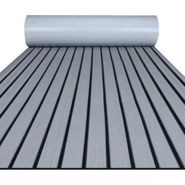 FOCEAN Boat Flooring EVA Foam Boat Decking Faux Teak Marine Flooring Boat Mat Boat Carpet Sheet for Motorboat RV Yacht Kayak Surfboard 945quotx 472quot354quot236quot157quotGrey With Black Seam Lines