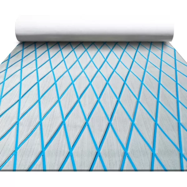 FOCEAN Boat Flooring EVA Foam Boat Decking Marine Mat NonSlip SelfAdhesive Flooring Sheet for Motorboat Kayak Surfboard Garden Flooring Swimming Pools 945x 157 Dark Brown with Black LinesGrey With Blue Lines